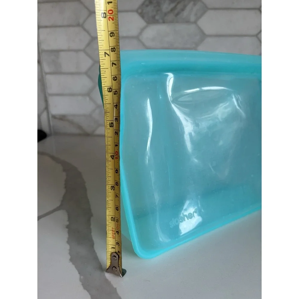 Stasher Silicone Bags Lot of 2 Stand Up Mid Size Clear & Blue Reusable Premium